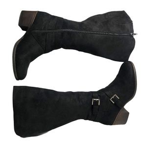 Black wide calf riding boots